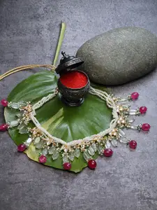 DUGRISTYLE Gold-Toned & Pink Sterling Silver Gold-Plated Handcrafted Necklace