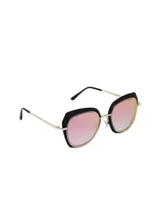 MARC LOUIS Women Pink Lens & Gold-Toned Square Sunglasses with UV Protected Lens