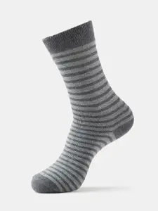 Jockey Men Charcoal Grey Striped Calf-Length Cotton Socks