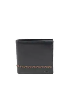 tohl Men Black & Brown Leather Two Fold Wallet