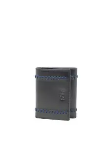 tohl Men Black Leather Three Fold Wallet