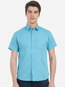 Greenfibre Men Blue Custom Slim Fit Casual Shirt