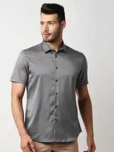 Basics Men Grey Slim Fit Casual Shirt