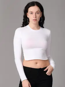 Oh So Fly Women White Cotton Crop Top