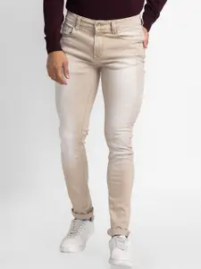 SPYKAR Men Beige Slim Fit Low-Rise Light Fade Jeans
