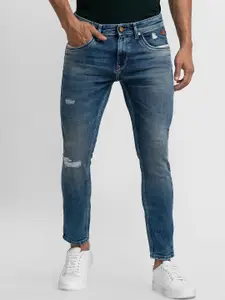 SPYKAR Men Blue Tapered Fit Mildly Distressed Heavy Fade Jeans