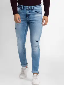 SPYKAR Men Blue Slim Fit Low-Rise Mildly Distressed Heavy Fade Jeans
