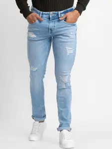 SPYKAR Men Blue Slim Fit Low-Rise Mildly Distressed Heavy Fade Jeans