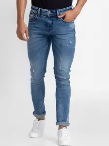 SPYKAR Men Blue Slim Fit Low-Rise Mildly Distressed Light Fade Jeans