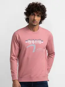 SPYKAR Men Pink Printed Sweatshirt