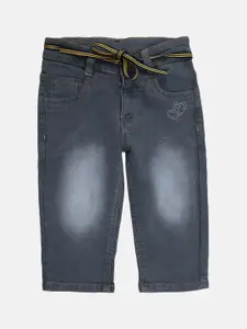 V-Mart Girls Grey Washed Denim Shorts