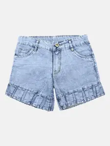 V-Mart Girls Blue Washed Denim Shorts
