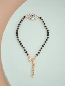 Kushal's Fashion Jewellery Women Black Cubic Zirconia Gold-Plated Wraparound Bracelet
