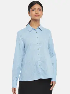 Annabelle by Pantaloons Women Blue Striped Formal Shirt