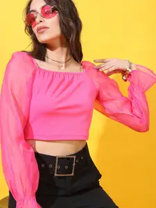 Tokyo Talkies Pink Crop Top