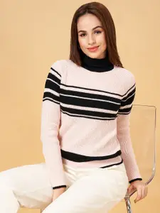 Honey by Pantaloons Women Pink & Black Striped Pullover