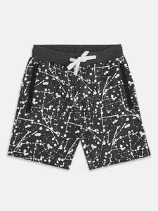 Pantaloons Junior Boys Grey Melange Conversational Printed Shorts