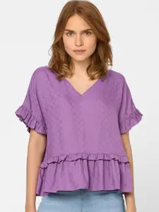 Vero Moda Purple Extended Sleeves Peplum Top