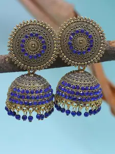 Crunchy Fashion Blue Contemporary Jhumkas Earrings