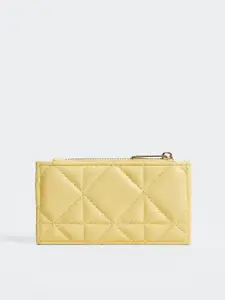 MANGO Women Yellow Quilted Card Holder
