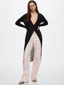 MANGO Women Black Ribbed Longline