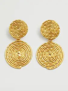 MANGO Gold-Toned Spiral Drop Earrings