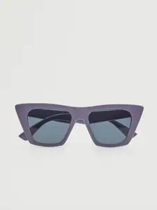 MANGO Women Black Lens & Lavender Wayfarer Sunglasses with UV Protected Lens