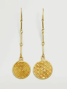 MANGO Gold-Toned Spiral Link Drop Earrings