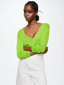 MANGO Women Lime Green Knitted Pullover