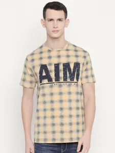 Status Quo Men Yellow Printed Slim Fit T-shirt