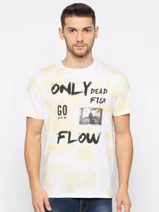 Status Quo Men Yellow & magnolia Typography Printed Slim Fit T-shirt
