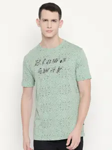 Status Quo Men Green & celadon Typography Applique Slim Fit T-shirt