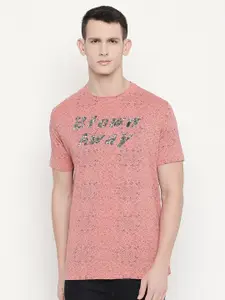 Status Quo Men Pink Typography Printed Slim Fit T-shirt