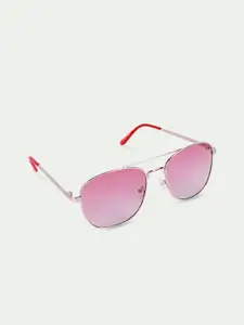 FUZOKU Men Pink Lens & Silver-Toned Aviator Sunglasses with UV Protected Lens