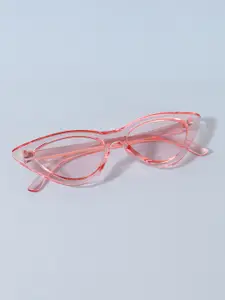 FUZOKU Women Pink Lens & Pink Cateye Sunglasses with UV Protected Lens