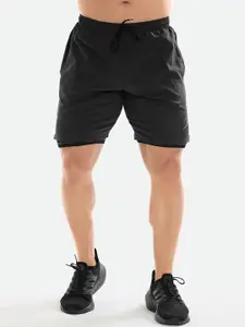 FUAARK Men Grey Skinny Fit High-Rise Training or Gym Sports Shorts with Antimicrobial Technology