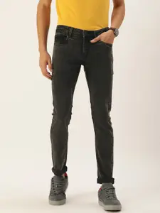 IVOC Men Charcoal Tapered Fit Stretchable Jeans
