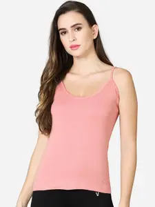 VStar Women Pink Solid Pure Cotton Camisoles