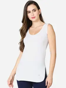VStar Women White Solid Pure Cotton Long Camisoles