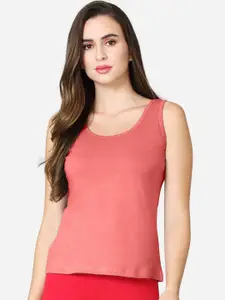 VStar Women Peach-Coloured Solid Pure Combed Cotton Camisole
