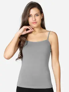 VStar Women Grey Solid Pure Combed Cotton Camisole