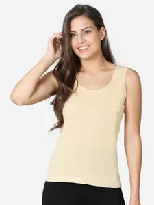 VStar Women Beige Solid Pure Combed Cotton Camisole