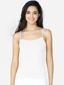 VStar Women White Solid Modern Fit Deep Neckline  Camisoles
