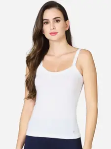 VStar Women White Solid Pure Combed Cotton Camisole