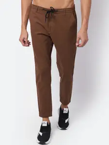 Cantabil Men Brown Solid Cotton Relaxed-Fit Track Pants