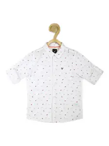 Allen Solly Junior Boys White Slim Fit Printed Casual Shirt