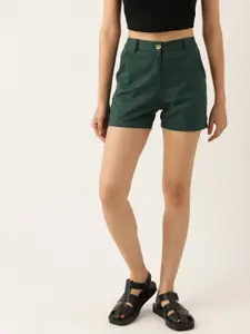 BRINNS Women Teal Green Cotton Shorts