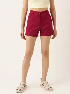 BRINNS Women Maroon Cotton Shorts