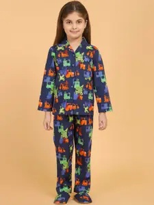 PICCOLO Girls Blue & Red Printed Night suit
