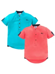 TONYBOY Boys Set of 2 Solid Premium Cotton Casual Shirt